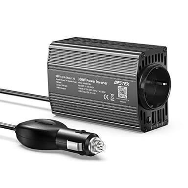 BESTEK 300W Inverter da Auto 12V 220V con 2 Porte USB 4.8 A, Invertitore di Potenza per Carica Phone Pad Tablet Kindle (Onda Sinusoidale Modificata con Multi Protezioni, Accendisigari)