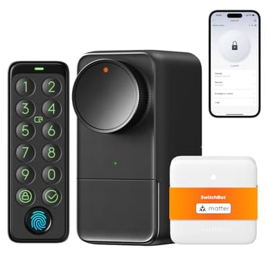 SwitchBot WiFi Smart Lock Pro con Tastiera Touchscreen, Serratura di Impronte Digitali, Chiusura Elettronica Bluetooth, IP65, Adatta di Bloccaggio, Matter Alexa Google