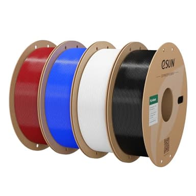 eSUN Filamento PLA 1,75 mm, filamento di Basic PLA per stampante 3D Precisione dimensionale +/- 0,03 mm, 1 kg per bobina, 4 bobine di filamento 3D per stampa 3D, Rosso fuoco+Blu+Bianco freddo+Nero