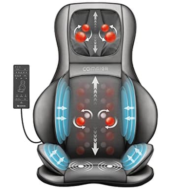 Comfier Massaggiatore Schiena e Collo con Compressione d’Aria, Shiatsu Massaggiatore Elettrico con Calore e rotolamento, Sedile Massaggiante per Tutto il Corpo
