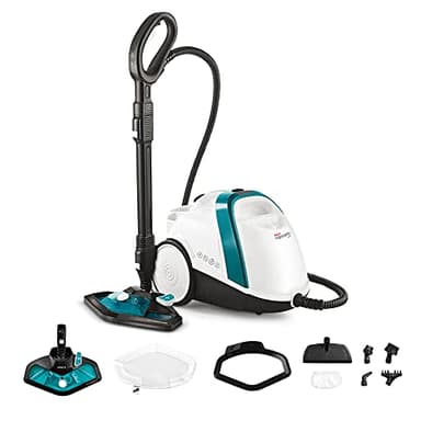 Polti Vaporetto Smart 100 T, Pulitore a Vapore con Caldaia ad Alta Pressione 4 Bar, Potenza Max 1500 W, 8 Accessori Inclusi, Bianco e Turchese