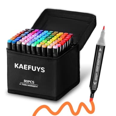 KAEFUYS Marcatore 80 Colori, Pennarelli Doppia Punta Artistici Impermeabile, Marker ad Penna Artistica Professionale con Base e Borsa per Colorazione Disegnare e Scrivere