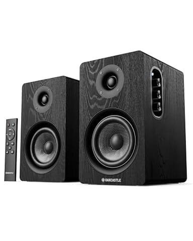 Oakcastle BK100 Casse Attive Amplificate Coppia | 60W 2.0 Casse PC Bluetooth 5.4 | Altoparlanti TV HDMI ARC | Altoparlante per Giradischi | Altoparlanti Stereo Hifi con Telecomando Incluso (Nero)