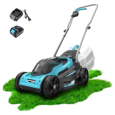Cecotec Tosaerba a batteria Terrenator E1 Liberty. Motore brushless brushless, funziona con una batteria 21 V 4 Ah, altezza di taglio regolabile, larghezza di 32 cm, 3 in1 con mulching