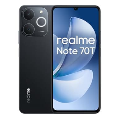 realme Note 70T Smartphone 4GB+256GB Nero, Schermo 6.75 pollici, Refresco a 90Hz, Batteria 6000mAh, Ricarica Rapida 15W, Fotocamera de 18MP, Chipset Octa-core, IP54
