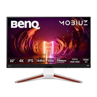 BenQ MOBIUZ EX3210U Monitor Gaming Bianco 32" 4K UHD IPS 144Hz 1ms, HDMI 2.1, FreeSync, HDR600, 98% P3, 99% Adobe RGB, Eye-Care, Telecomando, Altoparlanti 2.1, Compatibile PS5/Xbox Series X 4K a 120Hz