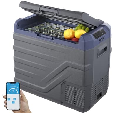 VEVOR Frigorifero per Auto, Frigo per Auto da 12 Volt, Congelatore Portatile a Zona Singola da 45 L con Luce Incorporata, 12/24V DC 100-240V AC Compressore per Esterno, Campeggio, Camper