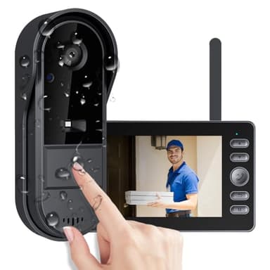 TKMARS Citofono Senza Fili da Esterno 1080P Impermeabile, Videocitofono Esterno con Schermo IPS 4.3", Doppio Audio e Registrazione,Campanello Senza Fili Senza WiFi o App, Videocitofono per Casa