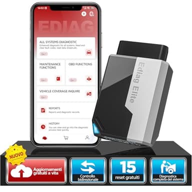 KINGBOLEN EDIAG Elite OBD2 Auto Diagnostica, Bluetooth Diagnosi Auto Professionale in Italiano per iOS e Android, per Sistema Completo, 15+ Servizi di Reset, Test Attivo, Aggiornamento gratuito a vita