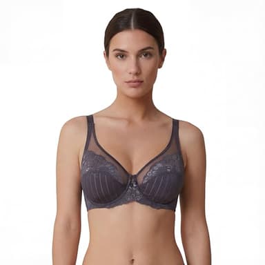 Selene, Reggiseno Contenitivo Donna in Pizzo, con Ferretto e Senza Imbottitura, Collezione Mariluz, Colore Grigio, Taglia 3C