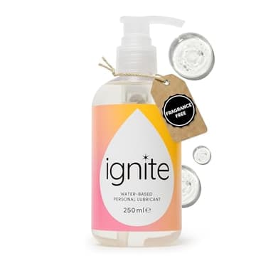 Ignite Lubrificante intimo sessuale a base di acqua - Gel lubrificante a lunga durata - privo di fragranze senza parabeni pH bilanciato - vegano - per rapporti intimi - formato convenienza 250ml