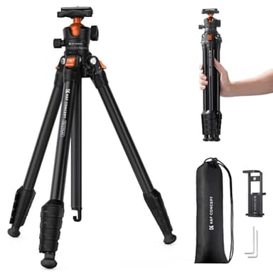 K&F CONCEPT Treppiede per Fotocamera 163cm, Cavalletto Fotografico in Alluminio Leggero e Compatto, Carico Max 10kg, Treppiedi per Fotocamere DSLR/Sony/Canon/Nikon, Binocoli, Smartphone, iphone ecc