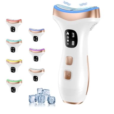 Massaggiatore Viso Lifting Elettrico Antirughe: Dispositivo di Bellezza a 15℃ del Freddo e 45℃ Terapia del Caldo - EMS Face Massager con 7 Modi 7 LED - Gua Sha Radiofrequenza Rassodante Collo Viso