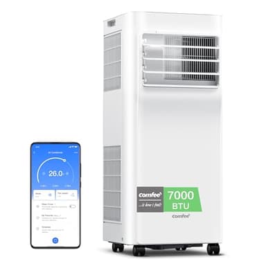 COMFEE' Condizionatore Portatile 7000 BTU/H, Breezy Cool Pro 2.0, Controllo WiFi, 3-in-1 Climatizzatore Portatile, Ventilatore, Raffreddamento, Deumidificazione, 24H Timer
