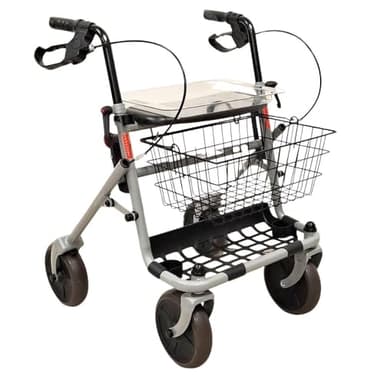 TERMIGEA Deambulatore, Rollator Pieghevole Per Anziani, Disabili E Malati, Sedile In Plastica Con Vassoio, Cestino Portaoggetti, Porta Bastone