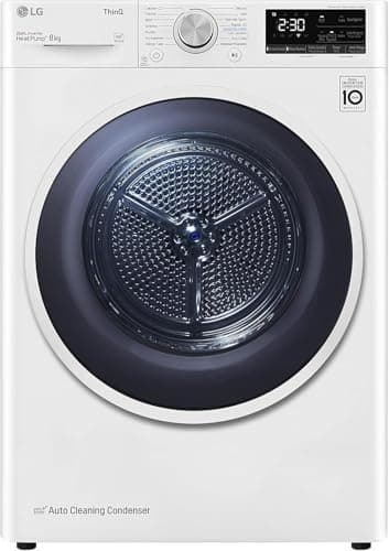 LG RH80V9AVHN Asciugatrice Smart a Carica Frontale 8 Kg, Classe C, Condensazione con Pompa di Calore, Wi-Fi con SmartThinQ, Eco Hybrid, Allergy Care, 60 x 69 x 85 cm - Bianco