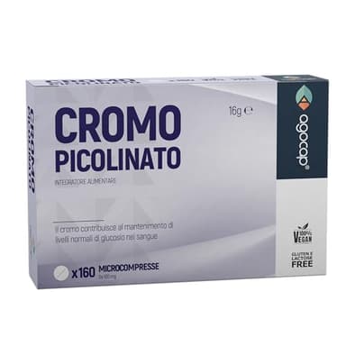 Cromo Picolinato - Glicemia Integratore, 200mcg. Cromo, 160 cpr contribuisce al mantenimento di livelli normali di glucosio nel sangue. Integratori per la Glicemia, Agocap Pharma