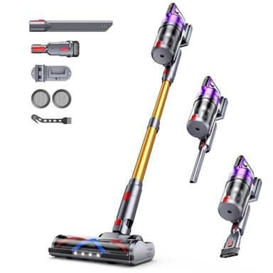 Pdgrid Aspirapolvere Senza Fili 55Kpa&680W, 75Mins Scopa Elettrica Senza Aspirapolvere Senza Fili Potente, 11 Stadi Filtrati OLED Smart Anti-Avvolgimento, per Peli Animali/Pavimenti/Tappe