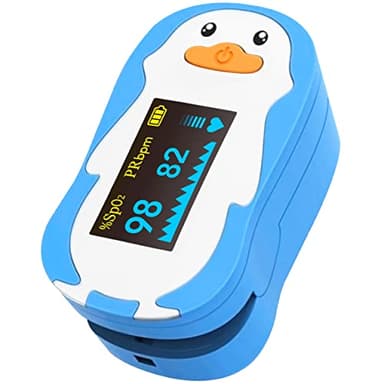 AIESI® Saturimetro Pediatrico da dito professionale certificato per bambini con display orientabile a COLORI A4, Batterie, Manuale d'uso in Italiano, Garanzia Italia 24 mesi