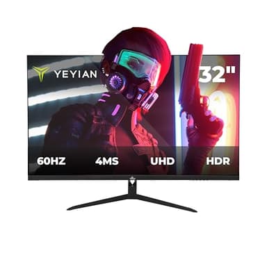 YEYIAN Monitor da Gioco Piatto da 32" 4K UHD HDR | 3840x2160 | IPS | Vista a 178° | 1000:1 | 60 Hz | 16:9 | 1 miliardo di Colori | Risposta in 4 ms | NVIDIA G-SYNC AMD FreeSync | Altoparlanti