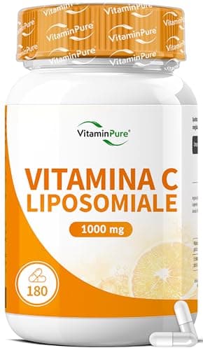 Vitamina C Liposomiale 1000mg per Dose Giornaliera, 180 capsule - Integratore per Sistema Immunitario, Ossa, Pelle, Stanchezza - VitaminPure