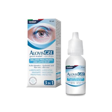 AlovisGel Liquid-Gel 3in1 - Collirio Sterile Lubrificante, Idratante, Rinfrescante per Occhi Secchi. Con Acido ialuronico ed Aloe Vera gel - 10 ml