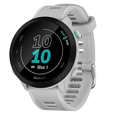 Garmin Forerunner 55 (Whitestone), Smartwatch running con GPS, Cardio, Piani di allenamento inclusi, VO2max, Allenamenti personalizzati, Connect IQ, Taglia unica