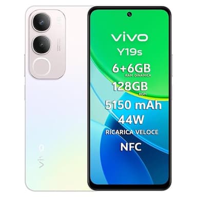 vivo Y19s Smartphone 4G, 6+6 GB RAM+128 GB, Fotocamera AI 50MP, Batteria 5150 mAh, Ricarica Veloce 44W, Display 6.68” 90Hz 1000 Nits, Audio 300% Stereo, UltraSottile 8.1mm