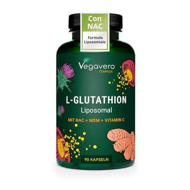 Vegavero Glutatione Liposomiale e Ridotto | Con NAC, Vitamina C, MSM, Glicina e Cardo Mariano | Antiossidante, Disintossicante, Immunostimolante | 90 Capsule | Vegano e Senza Additivi