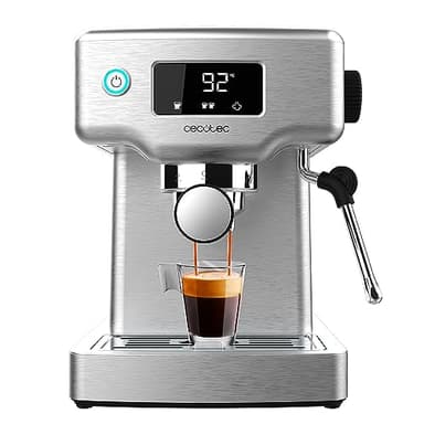 Cecotec Macchina da caffè espresso Power Espresso 20 Barista Compact. 1465 W, Thermoblock, 20 Bar, Vaporizzatore, 2 tazze di caffè, Serbatoio d'acqua estraibile di 1,8 Litri, Vassoio scaldatazze