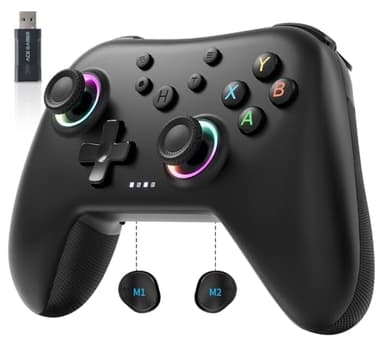 AceGamer Aurora 2.4G Wireless Controller per PC Windows/Switch 2/Switch/Steam/iOS/Android, Gamepad per PC con joystick ad effetto Hall, pulsante posteriore programmabile, attuatore lineare risonante