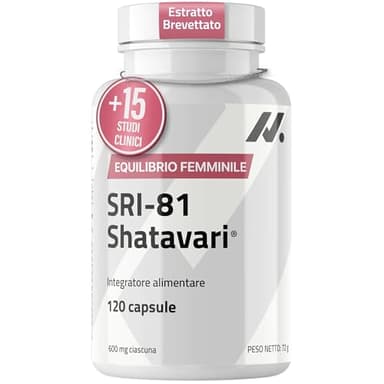 Shatavari SRI-81 Donna | Equilibrio e Vitalità Femminile in Ogni Ciclo | Con Vitamina B6 e Zinco | Estratto Standardizzato >10% Shatavarine HPLC | Vegano Senza Glutine o Lattosio | Nyvos 120 Capsule