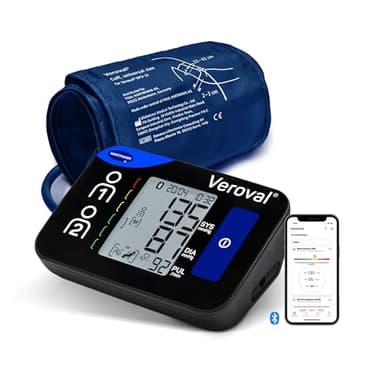 Veroval Compact + Braccio Misuratore di Pressione Arteriosa da Braccio, Fibrillazione Atriale, Battito Cardiaco Irregolare, Sistema Automatico di Tripla Misurazione, Bluetooth