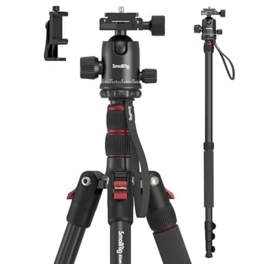 SMALLRIG Treppiede per Fotocamera Monopiede, Treppiede in Alluminio Leggero e Portatile da 72" 182 cm, Testa a Sfera a Sgancio Rapido a 360°, Carico Massimo 15 kg, Regolabile da 17" a 72" - 3935