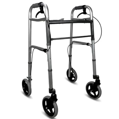 Deambulatore Ultraleggero Pieghevole con Freni di Sicurezza e Ruote da 18 cm