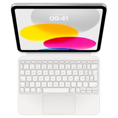 Apple Magic Keyboard Folio: tastiera e custodia per iPad (A16) e iPad (10ª generazione), design in due pezzi con tastiera staccabile e custodia che si aggancia magneticamente, Tedesco – Bianca