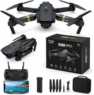 Mini Drone con Doppia Telecamera 4K PROFESSIONALE - Con Telecomando e Controllo WiFi da Smartphone - Design Compatto e Tascabile - Flip 3D - Batteria Ricaricabile - Drone 998 PRO per Bambini e Adulti