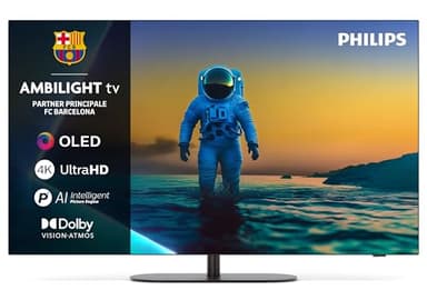 Philips Ambilight 55OLED820 4K OLED Smart TV - Display 55’’ con processore P5 AI Perfect Picture Ultra HD, Google TV, Dolby Vision e Atmos Sound - Funziona con Alexa e Google