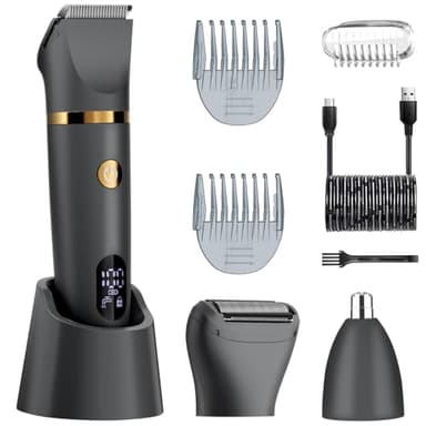 Scttomon Body Trimmer per gli uomini, Ball Pubic Hair Trimmer, Body Foil Rasoio Rasoio Naso Ear Impermeabile Wet/Dry Groomer Display LED
