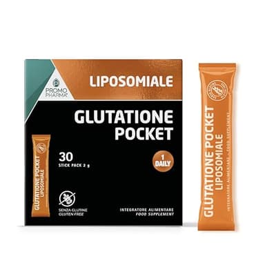 Glutatione Pocket - Integratore Antiossidante Liposomiale – Azione Detox e Anti-Aging – Utile per Sportivi e per il Benessere Cellulare - Formula potenziata con Cardo Mariano e SAMe – 30 stick da 2 g