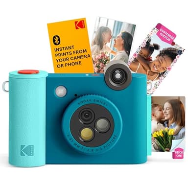KODAK Smile+ Fotocamera istantanea digitale 2-in-1 e stampante fotografica Bluetooth - 10MP, obiettivo rotante, foto adesive Zink 2x3”, stampa da app divertente su dispositivi smart - Blu