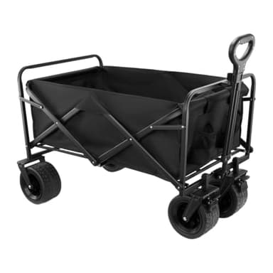 Hypermotion Carrello Spiaggia Pieghevole 100l, Carrellino con Ruote Grandi Girevoli a 360°, Carrello da Giardino 120 kg, Chiusura rapida, Carretto Spiaggia, Resistente agli Agenti Atmosferici
