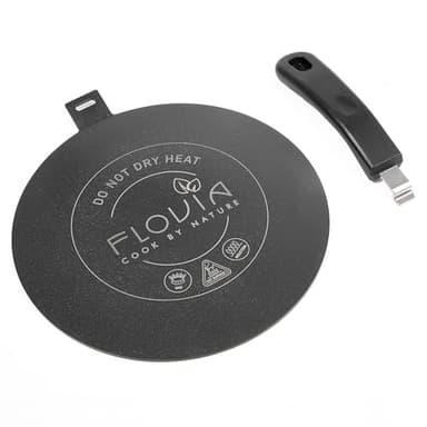 Piastra Adattatore Induzione con Manico Rimovibile, Diffusore di Calore per Pentole Non Induttive, Compatibile con Piani a Induzione, Gas ed Elettrici. Nero senza Scolorimento (24cm)