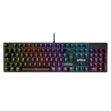SPYCO - Tastiera Meccanica Italiana, Retroilluminata LED, Anti-Ghosting 25 Tasti, Switch Marroni, USB per PC e Mac, Tastiera Retroilluminata, Nero, 104 Tasti