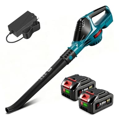 ONEVAN soffiatore foglie a batteria, 220km/h senza spazzole soffiatore elettrico con batterie 2x 3000 mAh e caricabatteria, 5 velocità, soffiatore giardino senza fili per tutte le stagioni