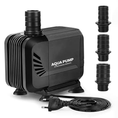 SWAWIS Pompa Acquario Pompa Laghetto 2500L/H 35W Pompa Acqua Anfibio Pompa Sommersa Mini Pompa Acqua Ultra-Quiet Pompa per Acquario Fontana con 3 Ugello 19mm/22mm/25mm Pompa per Laghetto