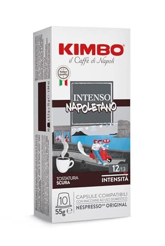 Kimbo, Intenso Napoletano, 240 Capsule Caffè Compatibili Nespresso® Original®, Miscela Decisa e Corposa, Intensità 12/13, Tostatura Scura, 24 Pack da 10 Capsule