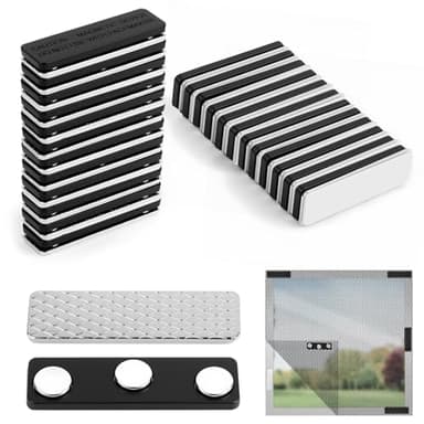 Flintronic 24 Pezzi Chiusura Magnetica per Tende, Fibbia Di Fissaggio Per Zanzariera Clip, Finestra Magnete Forte per Zanzariera, per Cucina, Balcone, Ufficio, Zanzariera Resistente agli Insetti