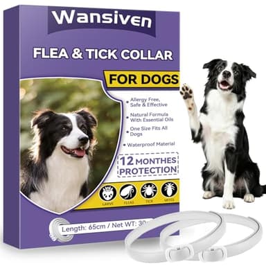 Collari Antipulci per Cani, Collare Antipulci Regolabili da 63,5 cm per Cani, Collari Antipulci e Zecche Impermeabili per Cani, Protezione 12 Mesi (Viola-2p)