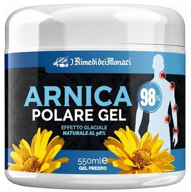 Gel Arnica Effetto Freddo Glaciale 550ml Arnica Gel Gambe Effetto Ghiaccio con Mentolo, Mirtillo, Diosmina e Menta, Sollievo per Muscoli Affaticati e Gambe Stanche Made In Italy